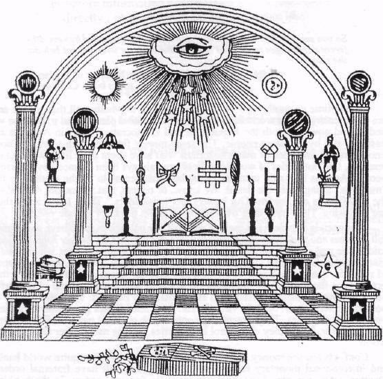 Many of the symbols found in this Masonic image are found in the hologram “performance”.