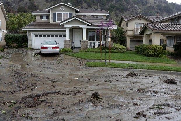 3-1-2014: Mud flows in Azusa, south California, The fast moving low pressure area brought downpours, hail and caused mud flows and local flooding in California.