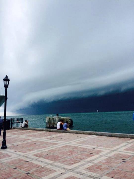 3-6-2014: Another shot of the phenomenal shelf cloud on the severe storm line (tornado warned) crossing Florida.  Image: Buzzfeed storm via. Stavros Kesedakis 