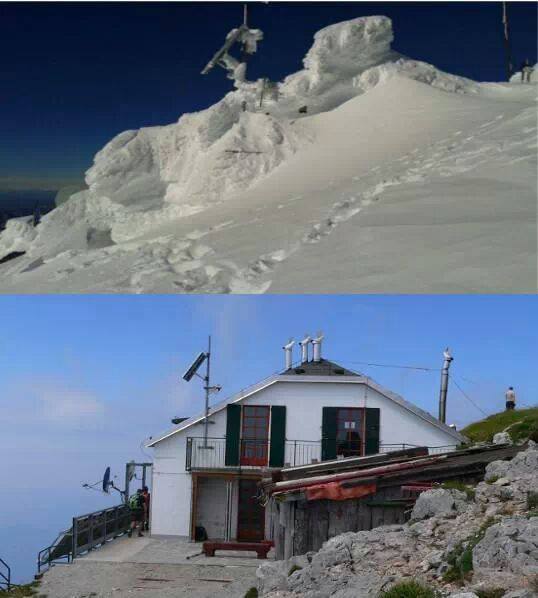 Before & after: Rifugio Brioschi, Monte Grignone, Lombardy, N Italy at 2400 m elevation.