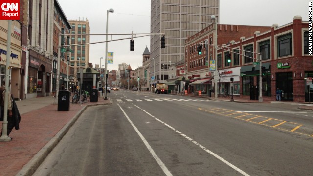Cambridge MA is shut town. The usual busy Central Sq is almost deserted