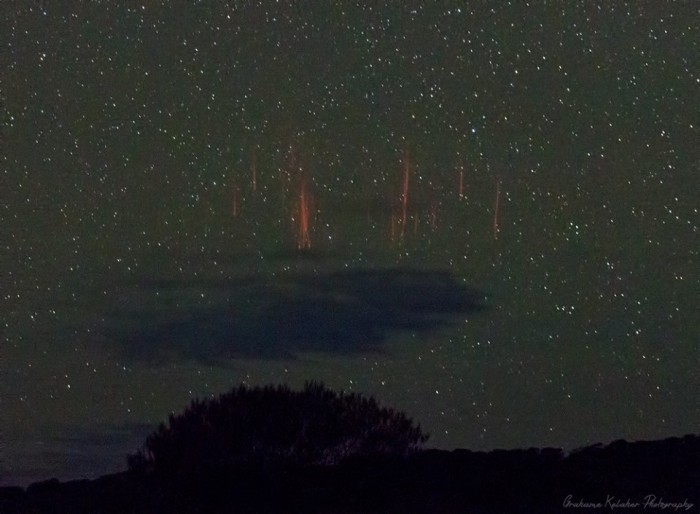 4-6-2014: Severe Weather Europe -  Impressive red sprites lightning in western Australia last night. Also note the very dark skies: clouds are dark, there is some greenish natural airglow. Try to get a photo like that anywhere in Europe... Source: Grahame Kelaher via Perth Weather Live