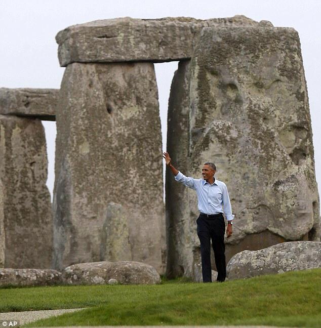 9-5-2014: Keys to Cosmic Doorways -   I have Chills!!! It is one of the world's most famous ancient sites. And tonight it seemed Barack Obama could not resist a chance to see Stonehenge for himself - ordering his helicopter to make an unscheduled stop on his return home from the Nato summit. Mr Obama later said he had wanted to: ‘knock Stonehenge off my bucket list’. Did he say, "Bucket List"? So he skipped the Ice Bucket and did NATO and STONEHENGE instead!! Something big is comin. I think everybody knows it too. You can feel it, Can't you? Here in this picture we see our President walk through one of the Greatest Cosmic Doorways in the world- Stonehenge!!! A303 = 1-"33" Was America just Baptized with the Ice Bucket challenge? Did Obama just take part in an ancient Global Ritual?
