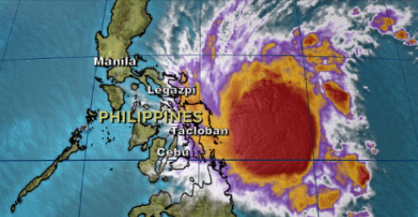 1-16-2015: @cnnbrk: Typhoon to make landfall in Philippines two hours after start of Pope's outdoor Mass.  Pope Francis donned a slicker to conduct an outdoor Mass for hundreds of thousands who gathered Saturday morning in the Philippines despite stormy weather. The Mass in Tacloban was shortened because of an approaching typhoon that had sustained winds of 80 mph and higher gusts.