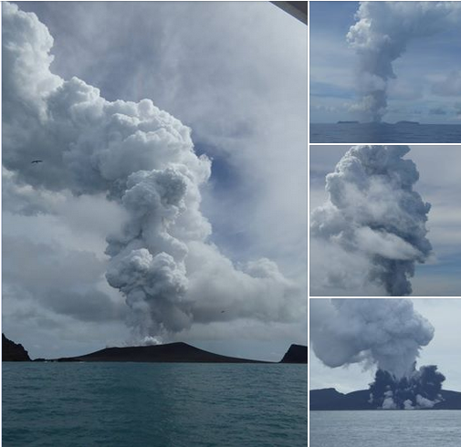 1-14-2015: Following a request from the Tongan Government, New Zealand is providing assistance to investigate the volcano erupting in Tongan waters. A representative from the High Commission was on board one of the first surveillance trips and took these photos. Following a request from the Tongan Government, New Zealand is providing assistance to investigate the volcano erupting in Tongan waters. A representative from the High Commission was on board one of the first surveillance trips and took these photos.  via: New Zealand High Commission, Nuku'alofa, Tonga